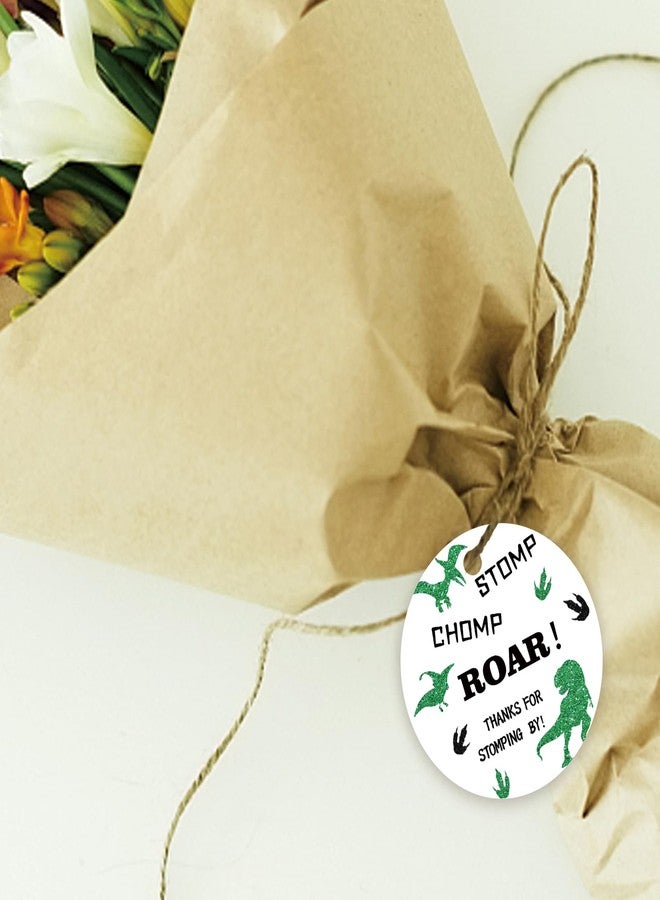 FORSHEEP 50pcs Dinosaur Thank You Tags, Dinosaur Gift Tag with String for First Birthday Party, Round Thank You Paper Tags for Birthday/Jungle Animal Themed Gender Reveal/Jurassic Three Rex Party Favors - Image 5